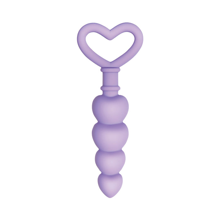 Evolved Sweet Treat Heart-Shaped Beaded Silicone Anal Plug Light Purple