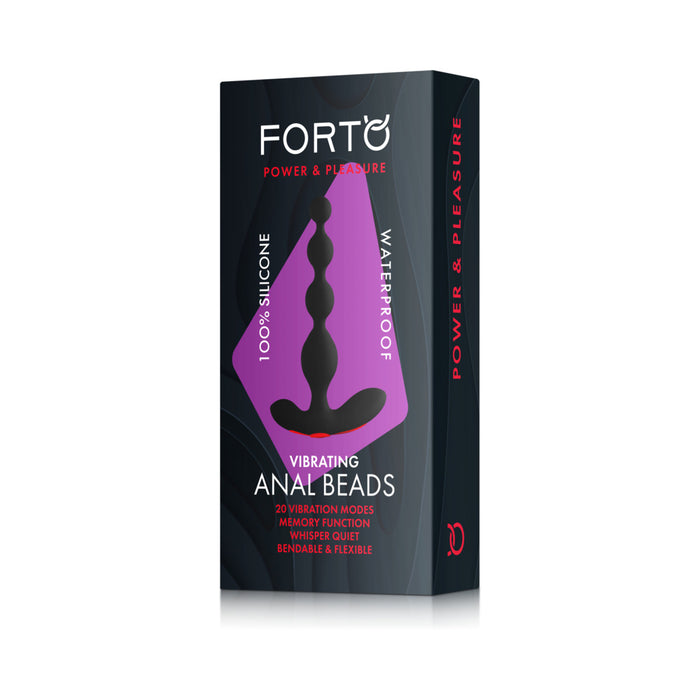 Forto Vibrating Anal Beads Rechargeable Silicone Plug Black