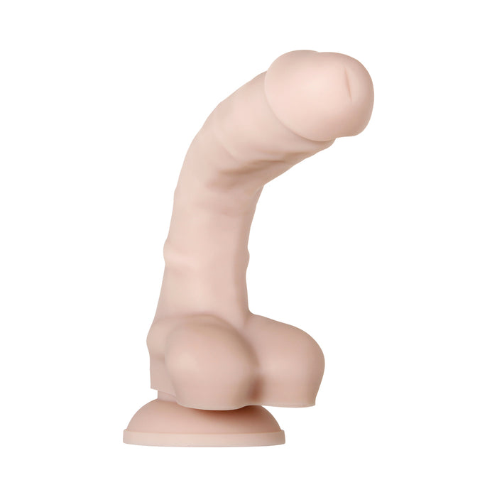 Evolved Real Supple Poseable 8.25 in. Realistic Silicone Dildo With Balls Beige