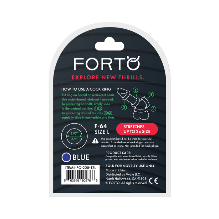 Forto F-64 Wide Liquid Silicone Cockring Large Blue