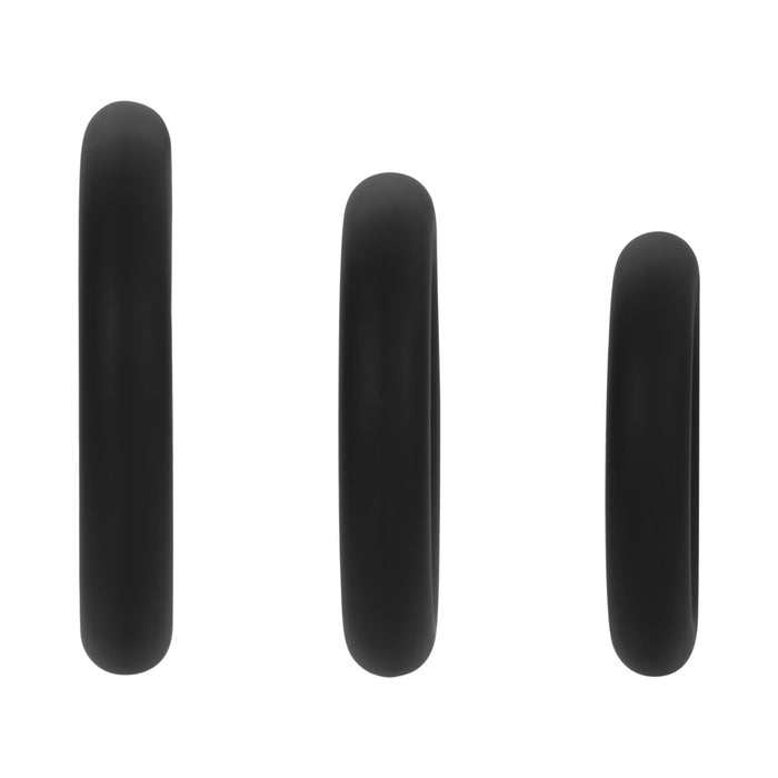 Forto F-61 3-Piece Silicone Cockring Set Black