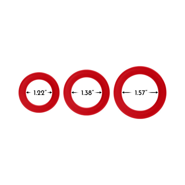 Forto F-61 3-Piece Silicone Cockring Set Red