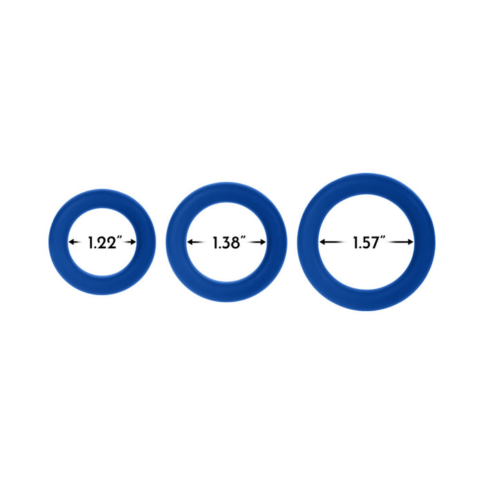 Forto F-61 3-Piece Silicone Cockring Set Blue