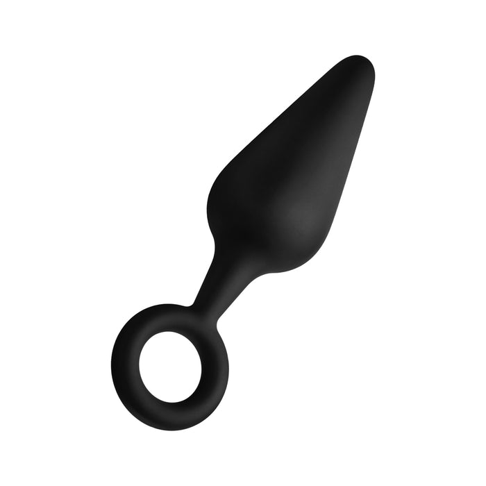 Forto F-10 Silicone Anal Plug with Pull Ring Large Black