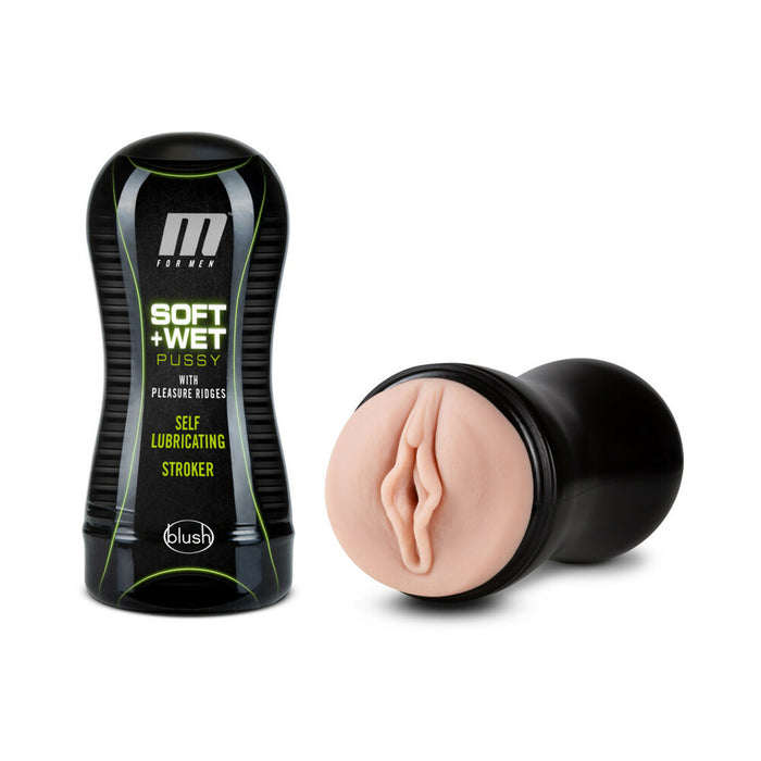 Blush M for Men Soft + Wet Pussy with Pleasure Ridges Self-Lubricating Vagina Stroker Beige