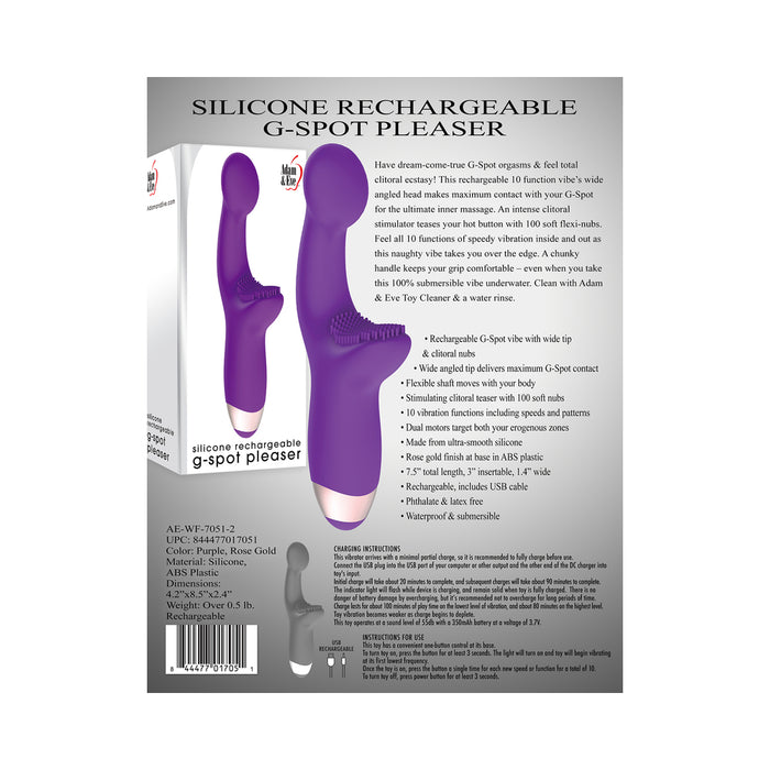 Adam & Eve G-Spot Pleaser Rechargeable Silicone G-Spot Vibrator Purple