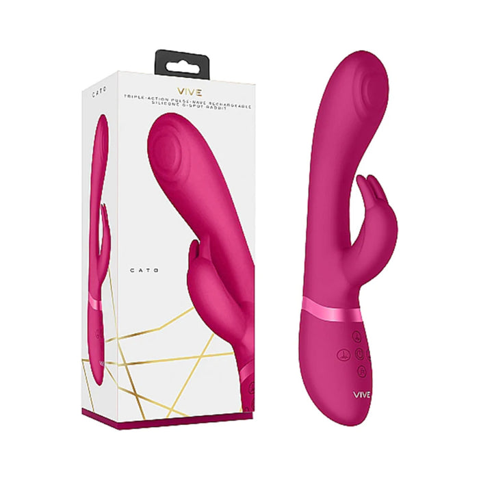 VIVE CATO Rechargeable Pulse-Wave Silicone Rabbit Vibrator Pink