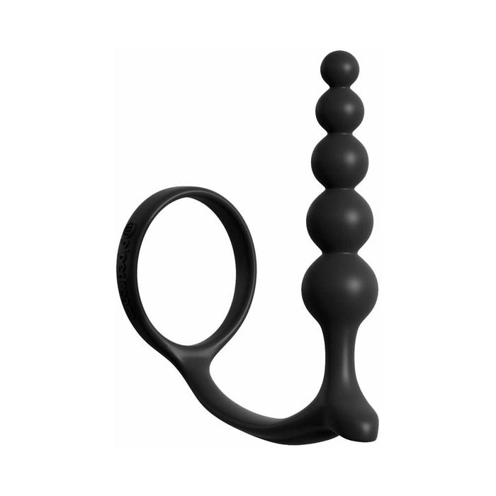 Pipedream Anal Fantasy Collection Silicone Ass-Gasm Cockring Anal Beads Black