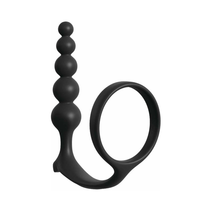 Anal Fantasy Collection Silicone Ass-Gasm Cockring Anal Beads Black