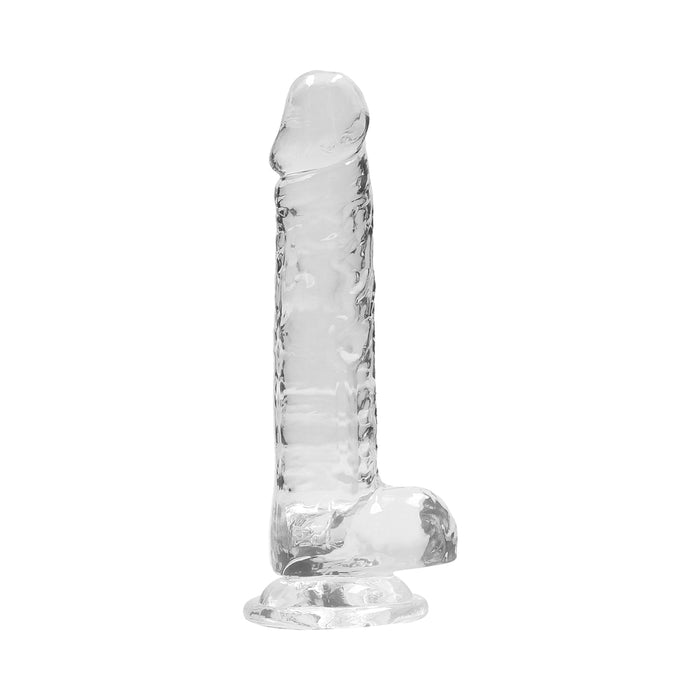 RealRock Crystal Clear Realistic 7 in. Dildo With Balls and Suction Cup Clear