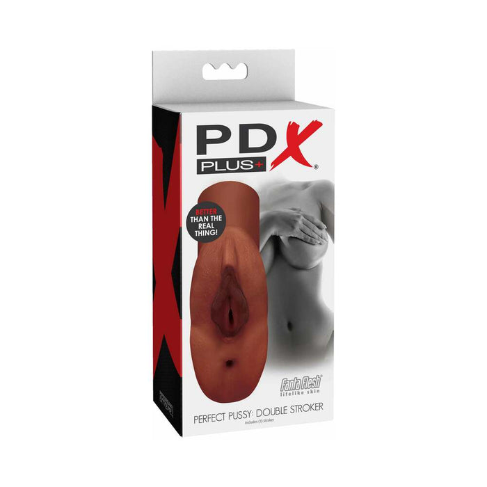 PDX Plus Perfect Pussy Double Stroker Brown