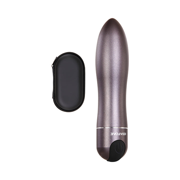 Evolved Travel-Gasm Rechargeable Metal Bullet Vibrator With Carrying Case Gunmetal