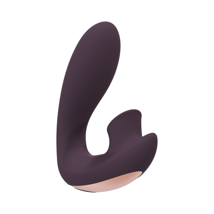 Shots Irresistible Desirable Rechargeable Silicone Soft Pressure Air Wave Dual Stimulator Purple
