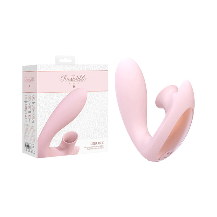 Shots Irresistible Desirable Rechargeable Silicone Soft Pressure Air Wave Dual Stimulator Pink