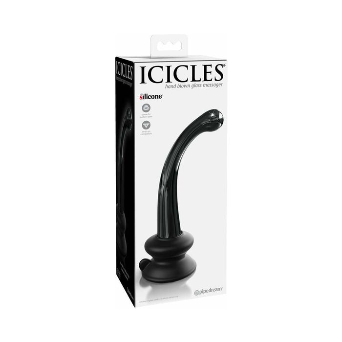 Pipedream Icicles No. 87 Curved Glass G-Spot Massager With Suction Cup Black