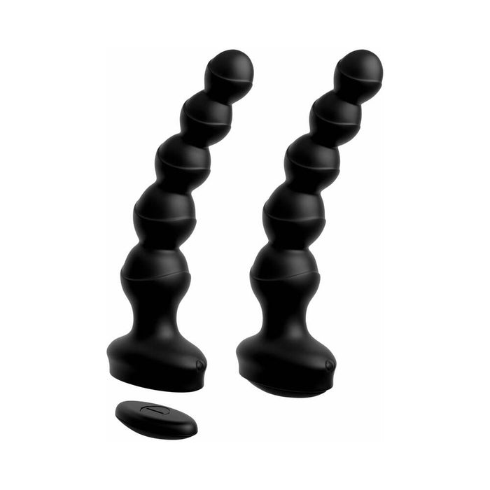 Pipedream 3Some Wall Banger Vibrating Anal Beads With Suction Cup Black