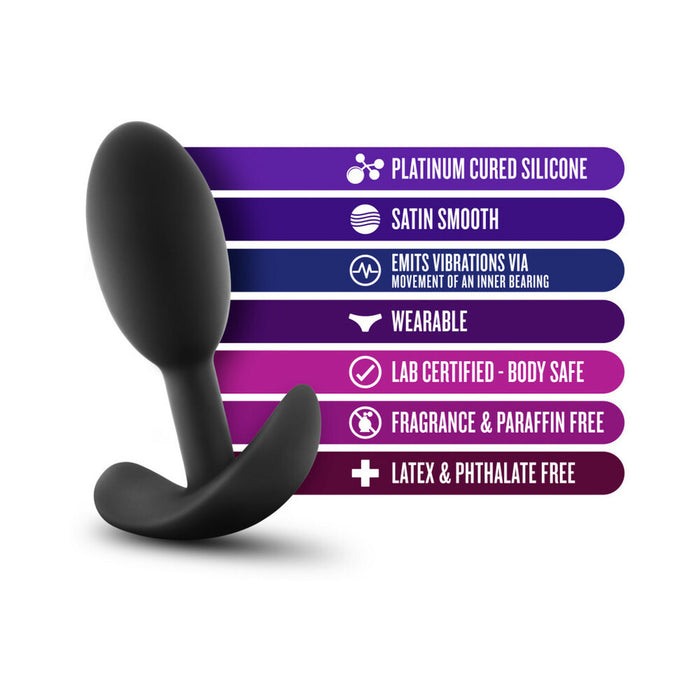 Blush Anal Adventures Platinum Silicone Weighted Vibra Slim Plug Small Black