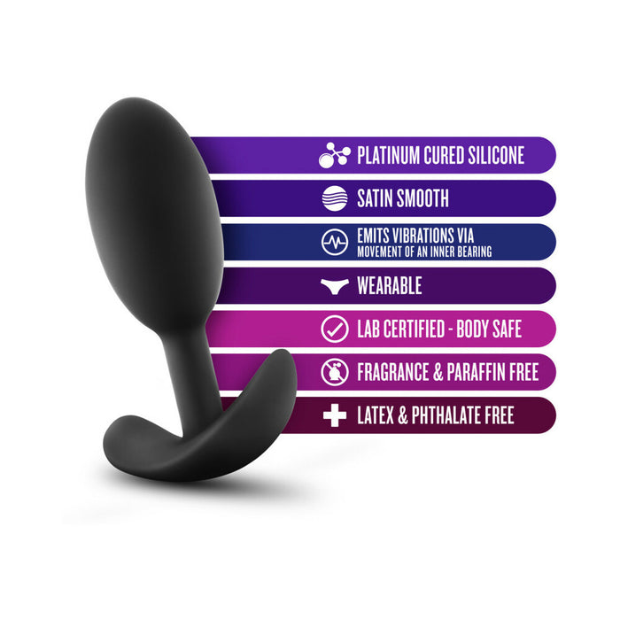 Blush Anal Adventures Platinum Silicone Weighted Vibra Slim Plug Medium Black