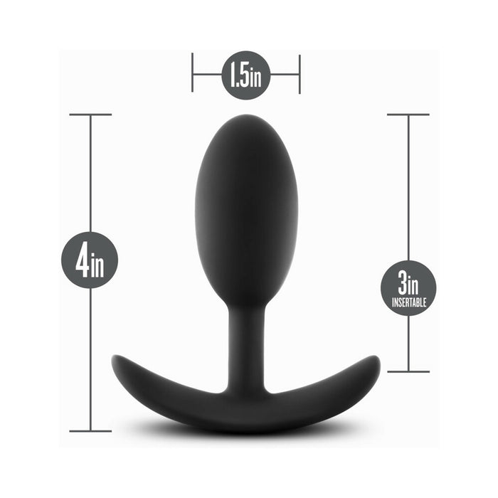 Blush Anal Adventures Platinum Silicone Weighted Vibra Slim Plug Medium Black
