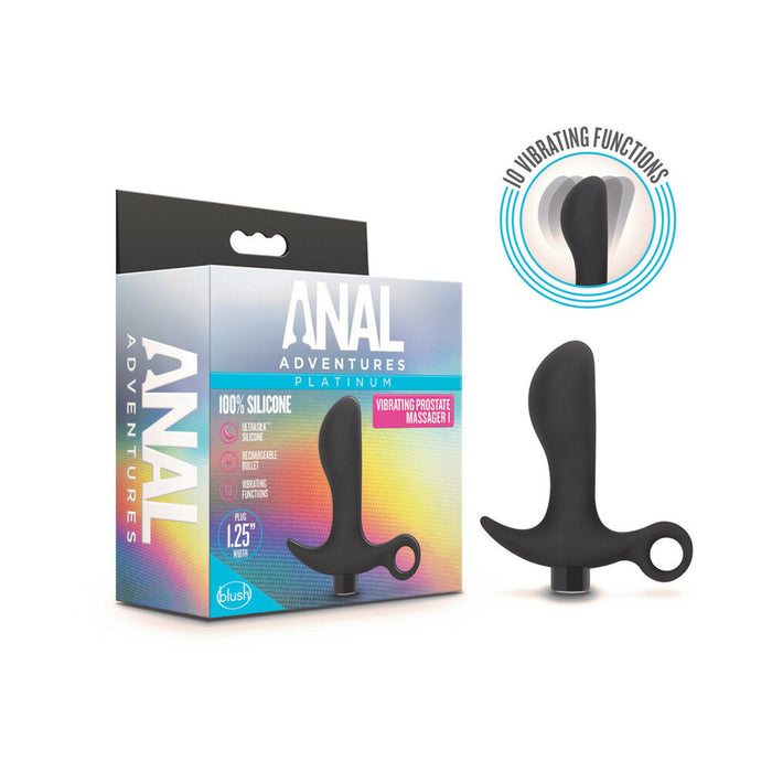 Blush Anal Adventures Platinum Silicone Rechargeable Vibrating Prostate Massager 01 Black