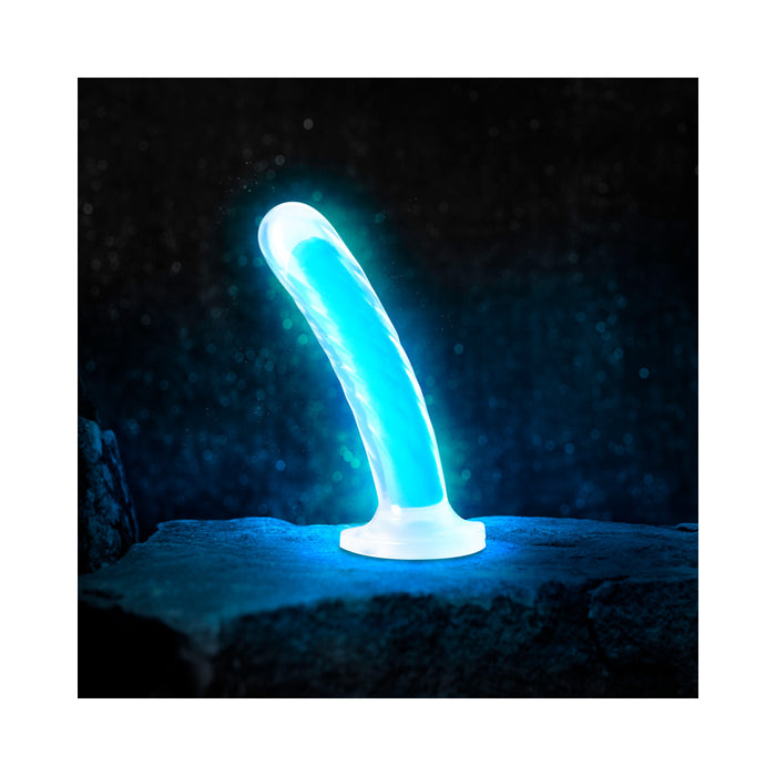 Neo Elite Glow in the Dark Tao 7 in. Dual-Density Dildo Neon Blue