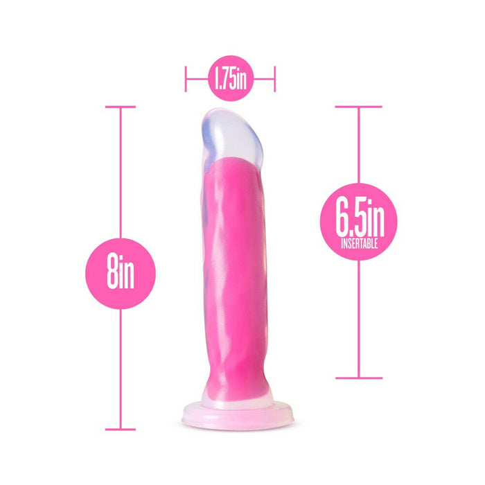 Blush Neo Elite Glow in the Dark Marquee 8 in. Silicone Dual-Density Dildo Neon Pink