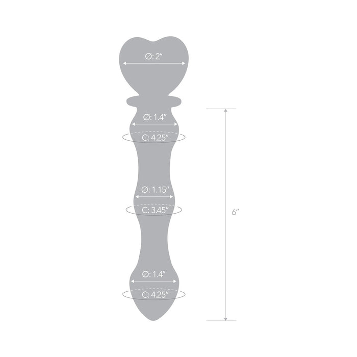 Glas 8 in. Sweetheart Glass Dildo with Pink Heart-Shaped Handle