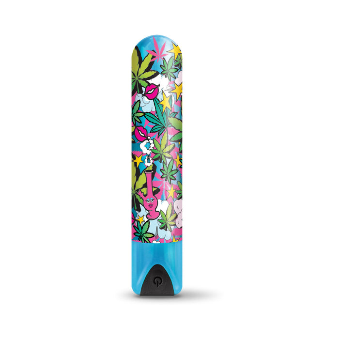 Prints Charming Buzzed Rechargeable 3.5" Bullet - Stoner Chick - Blue