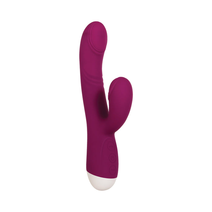 Evolved Double Tap Rechargeable Silicone Thumping Dual Stimulator Burgundy