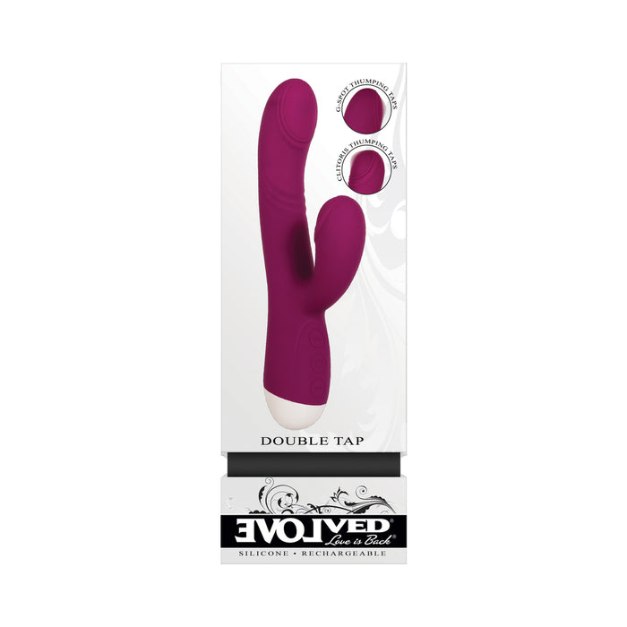 Evolved Double Tap Rechargeable Silicone Thumping Dual Stimulator Burgundy