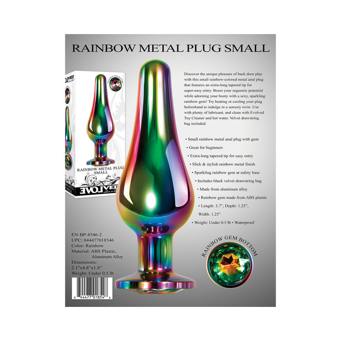 Evolved Rainbow Metal Anal Plug With Rainbow Gemstone Base Small
