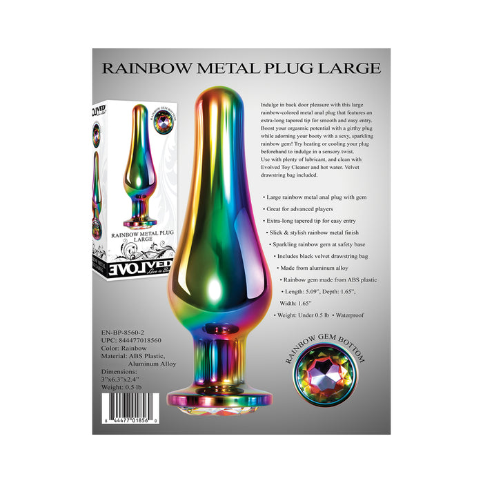 Evolved Rainbow Metal Anal Plug With Rainbow Gemstone Base Large
