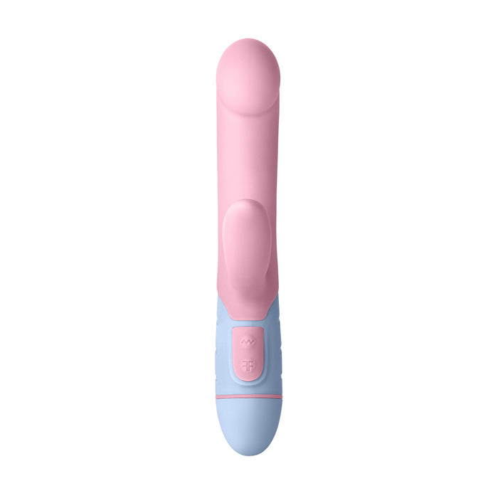 FemmeFunn FFIX Rabbit Waterproof Silicone Dual Stimulation G-Spot Vibrator Light Pink