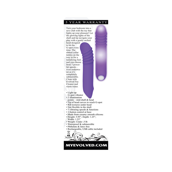 Evolved The G-Rave Light-Up Rechargeable Silicone G-Spot Vibrator Purple