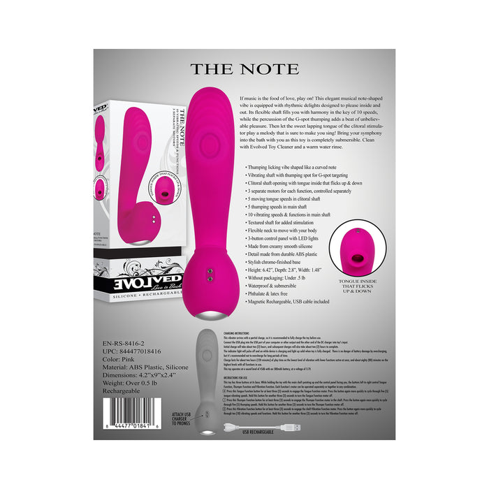Evolved The Note Rechargeable Silicone Suction Dual Stimulator Magenta