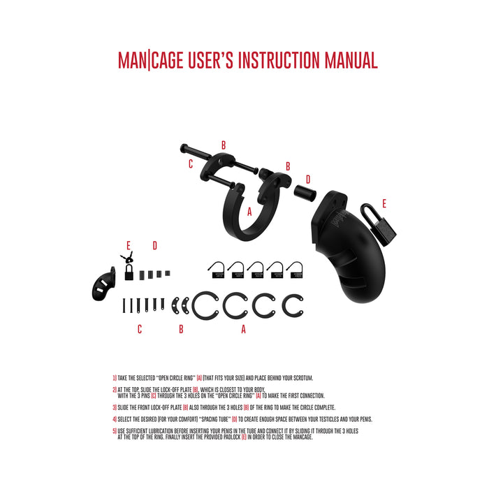 Shots ManCage Model 20 Adjustable 3.5 in. Silicone Chastity Cock Cage Black