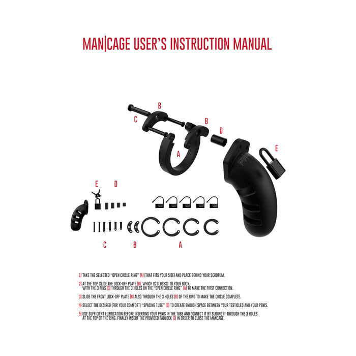 Shots ManCage Model 21 Adjustable 4.5 in. Silicone Chastity Cock Cage Black