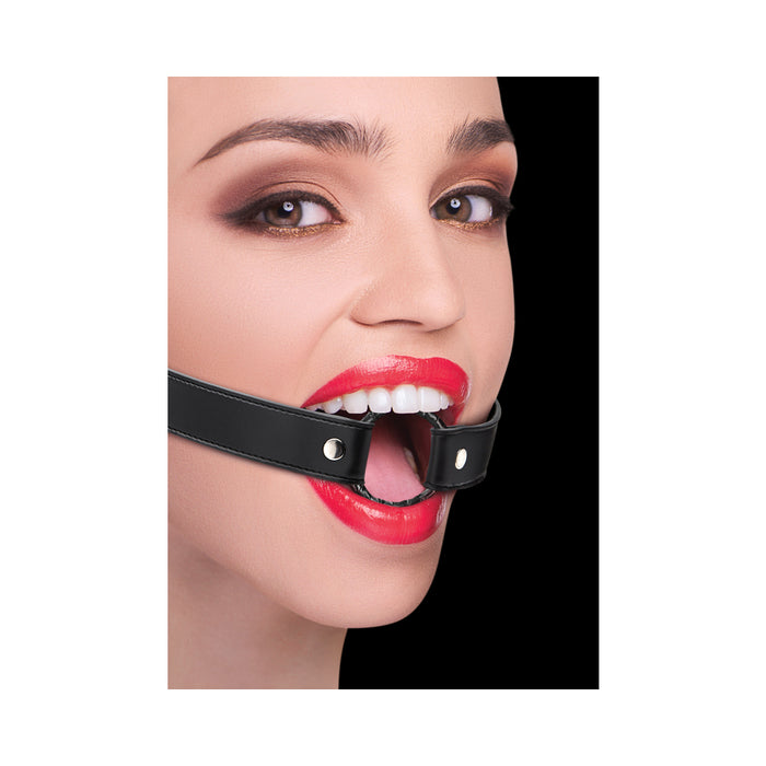 Ouch! Leather O-Ring Gag With Wrapped Ring Black
