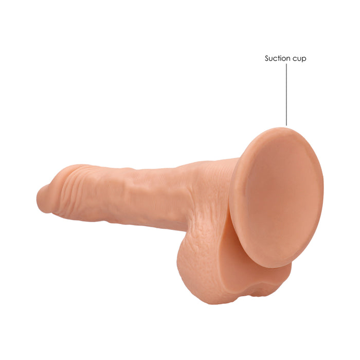 RealRock Realistic 9 in. Dildo With Balls and Suction Cup Beige