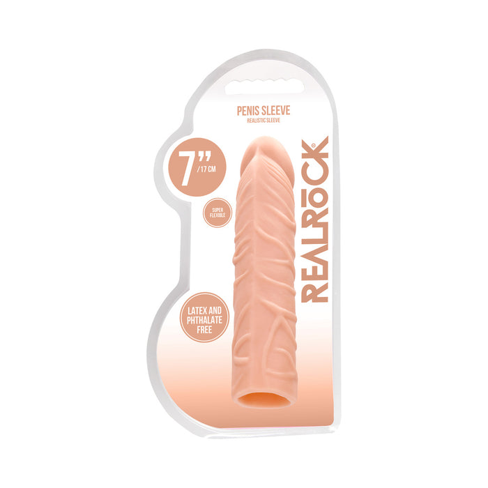 RealRock Realistic Veiny 7 in. Penis Sleeve Extender Beige