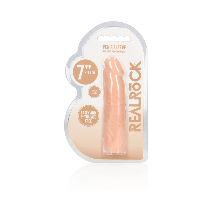 RealRock Realistic Veiny 7 in. Penis Sleeve Extender Beige