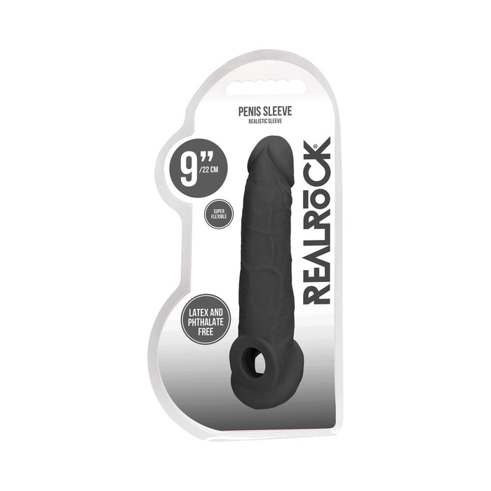 RealRock Realistic 9 in. Penis Sleeve Extender Sling Black