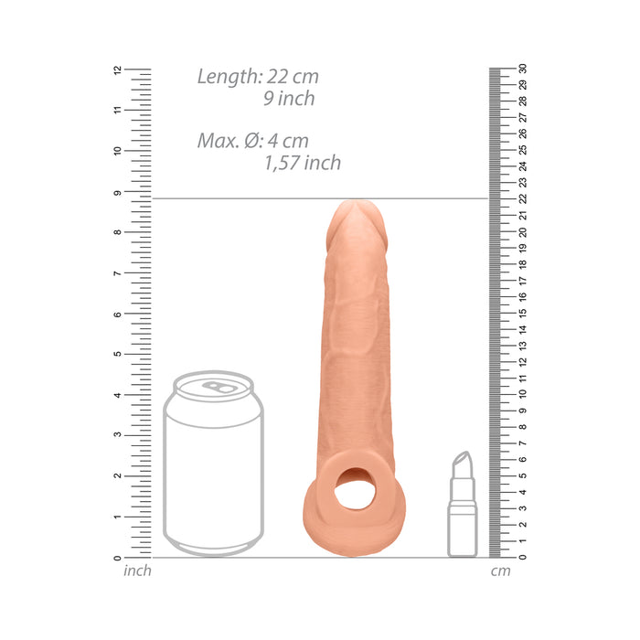 RealRock Realistic 9 in. Penis Sleeve Extender Sling Beige