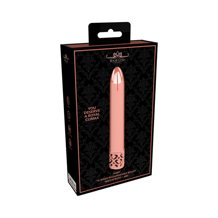 Shots Royal Gems Shiny Rechargeable ABS Bullet Vibrator Rose Gold
