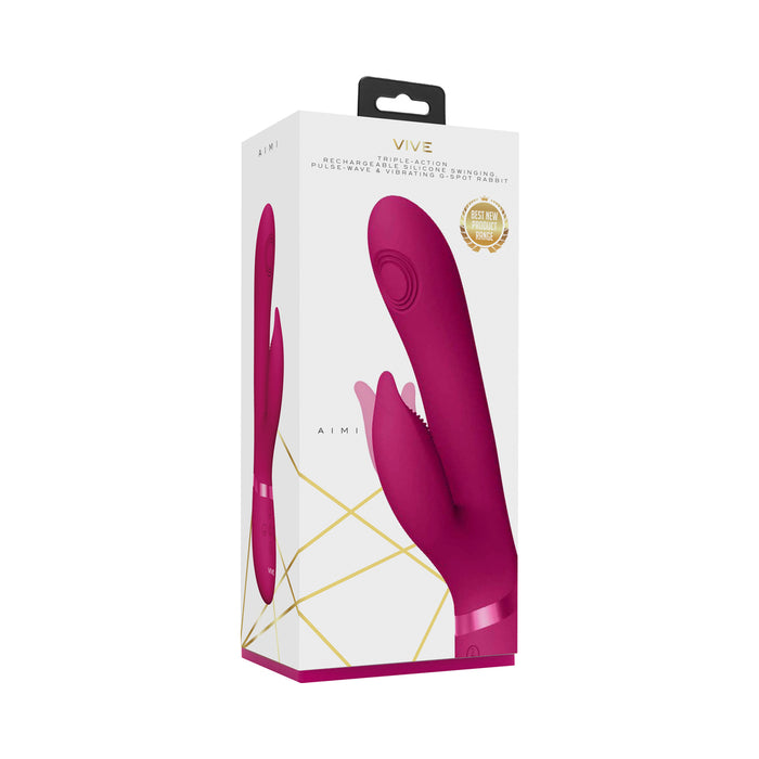 VIVE AIMI Rechargeable Swinging Pulse-Wave Silicone Rabbit Vibrator Pink