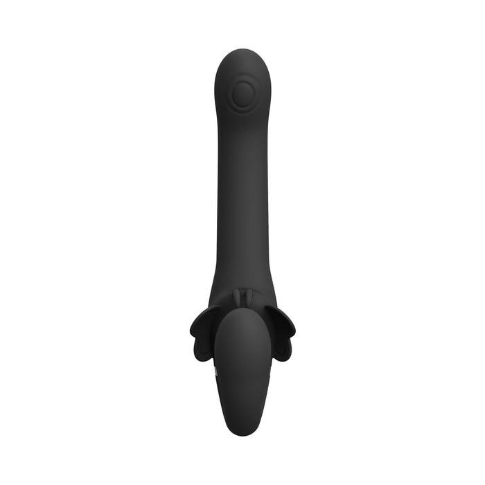 VIVE SATU Rechargeable Triple Motor Pulse-Wave Vibrating Silicone Strapless Strap-On Black