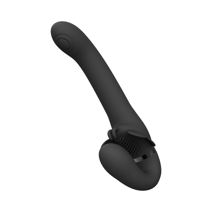 VIVE SATU Rechargeable Triple Motor Pulse-Wave Vibrating Silicone Strapless Strap-On Black