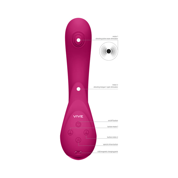 VIVE MIKI Rechargeable Pulse Wave & Flickering Dual Stimulation G-Spot Vibrator Pink
