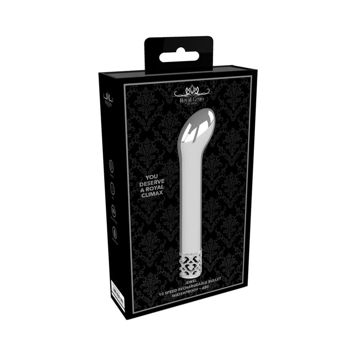 Shots Royal Gems Jewel Rechargeable 10-Speed Bullet Vibrator Silver