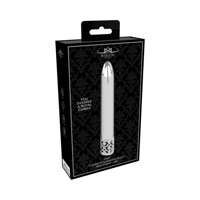 Shots Royal Gems Shiny Rechargeable 10-Speed Bullet Vibrator Silver